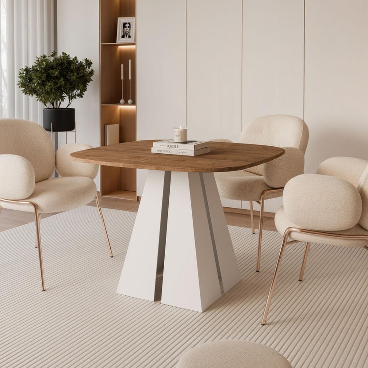 AUSZIEHTISCH ZELO 100/50/76 cm, Weiß / Lefkas-Eiche - Eiche San Remo/Weiß, Holzwerkstoff/Metall (50/100/76cm) - Idohome