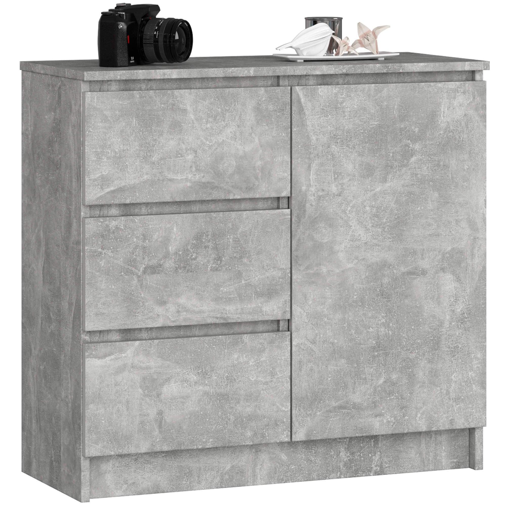 KOMMODE Beton 77/80/35 - Eiche Wotan, Holzwerkstoff (80/77/35cm) - RAUMHIRSCH FURNITURE