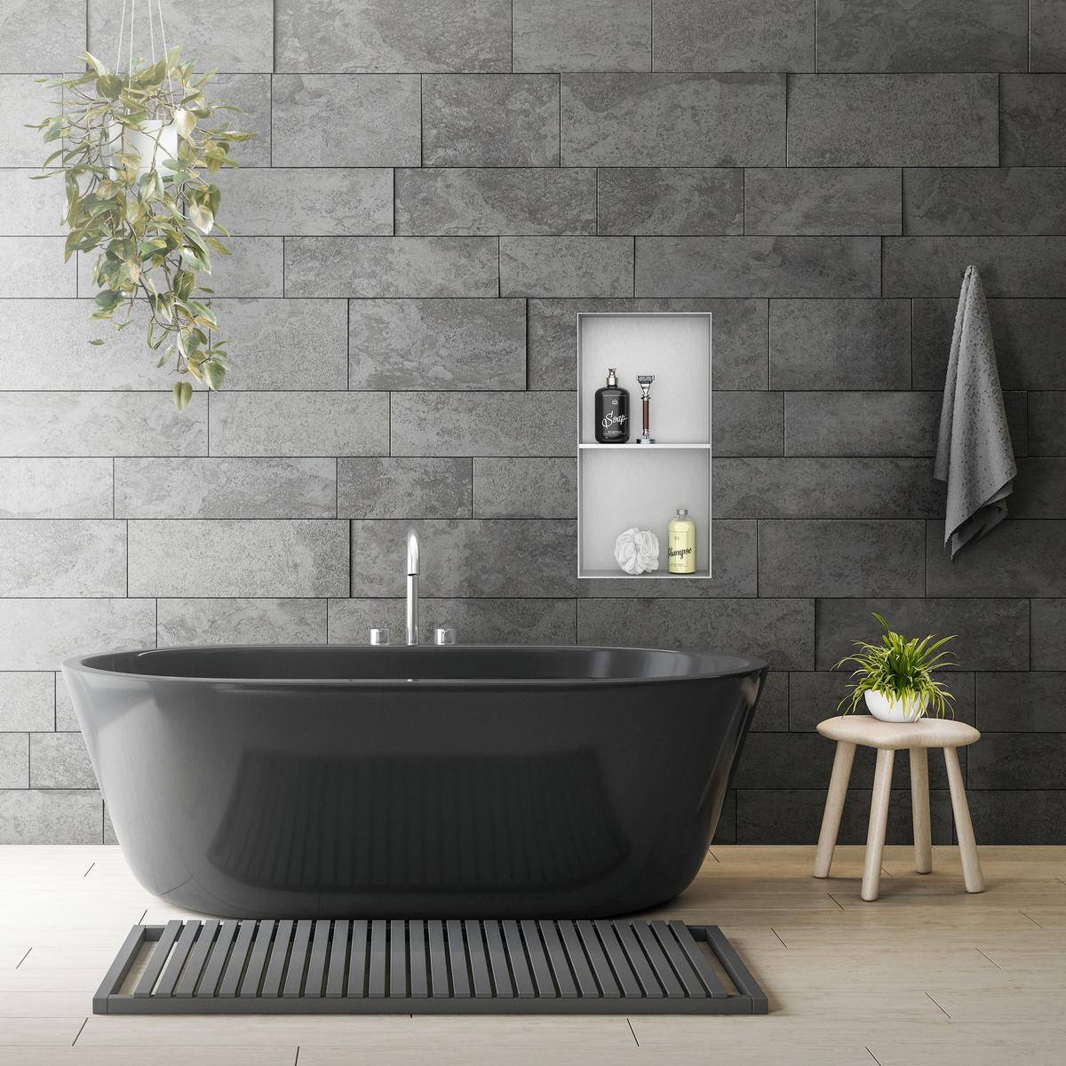 DUSCHNISCHE Silber 30/60 cm - Silberfarben, Metall (30/60/10cm) - LuxeBath