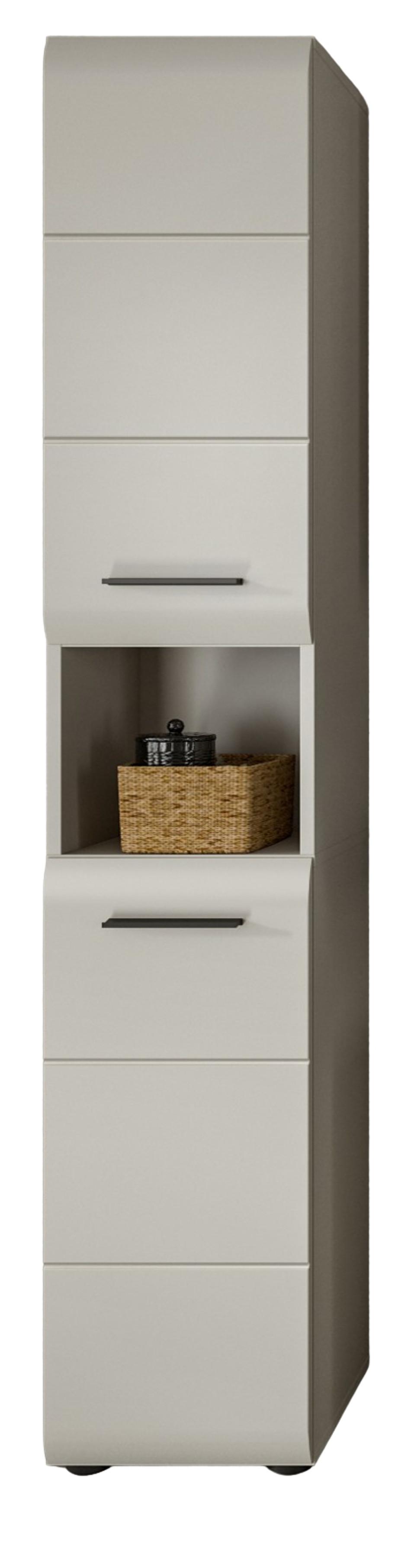 HOCHSCHRANK Kaschmir 30 x 185 cm, Badschrank mit wechselbarem Türanschlag - Kaschmir/Schwarz, Holzwerkstoff/Kunststoff (30/185/30cm) - Inn.Furn
