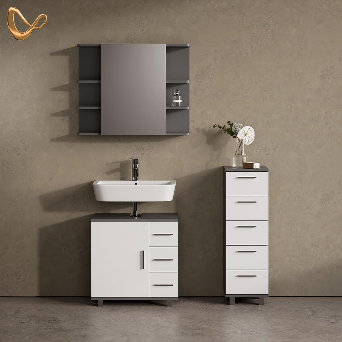 WASCHBECKENUNTERSCHRANK Eisak Anthrazit 60 x 60.8 cm - Anthrazit, Holzwerkstoff (60/60.8/33cm) - Livinity®