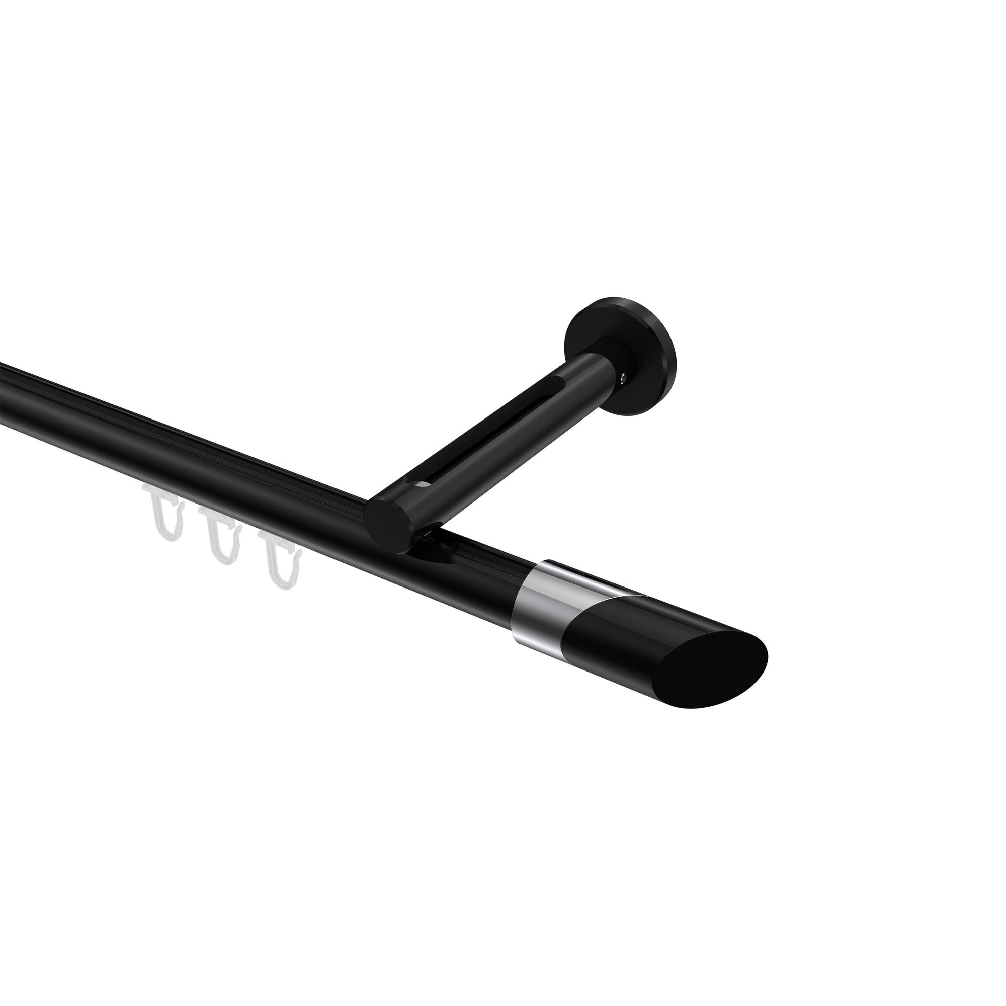 GARDINENSTANGE INNENLAUF Siteno Verano 100 cm, 1-läufig, 20 mm Ø Schwarz - Chromfarben/Schwarz, Metall (100cm) - INTERDECO