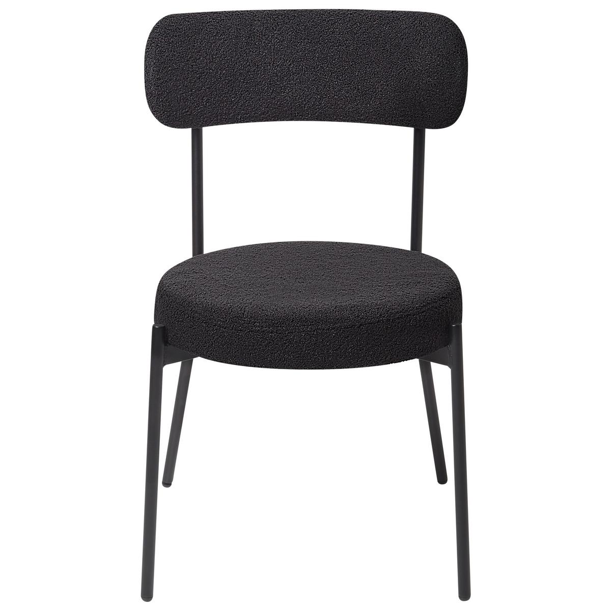 ESSZIMMERSTUHL 2er-Set Bouclé Schwarz Allison - Schwarz, Textil (47/77/52cm) - Beliani