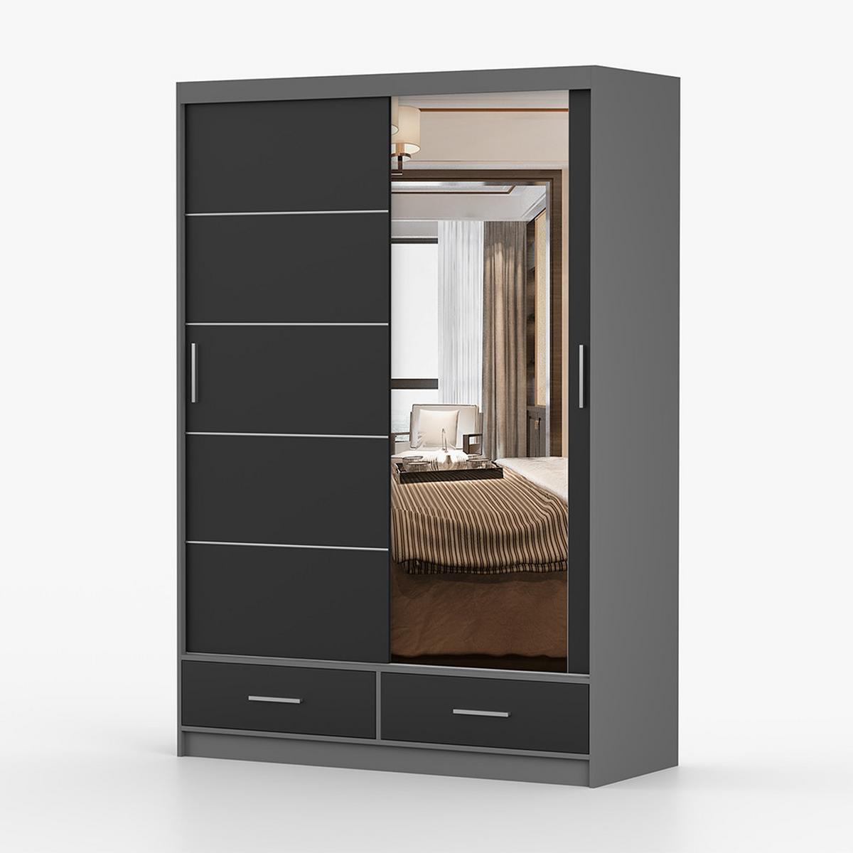 KLEIDERSCHRANK Florence 150 cm, 150/218/61, 2-türig, grau - Grau, Holzwerkstoff (150/218/61cm) - imoebel24