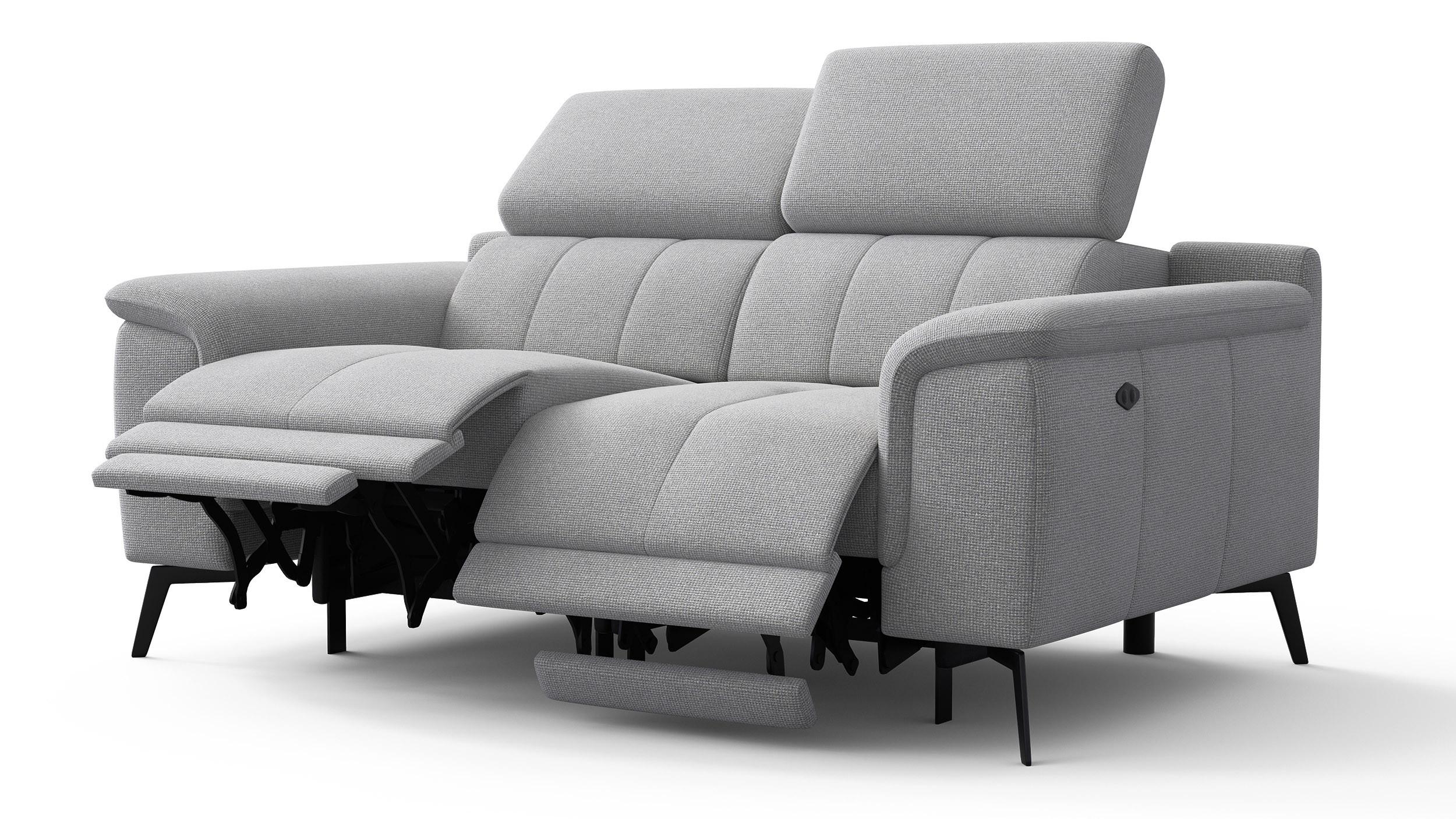 RELAXSOFA FIERO 2-Sitzer mit 2 Relaxfunktionen, silberfarben - Silberfarben/Schwarz, Holzwerkstoff/Textil (170/82/103cm) - Wozimo