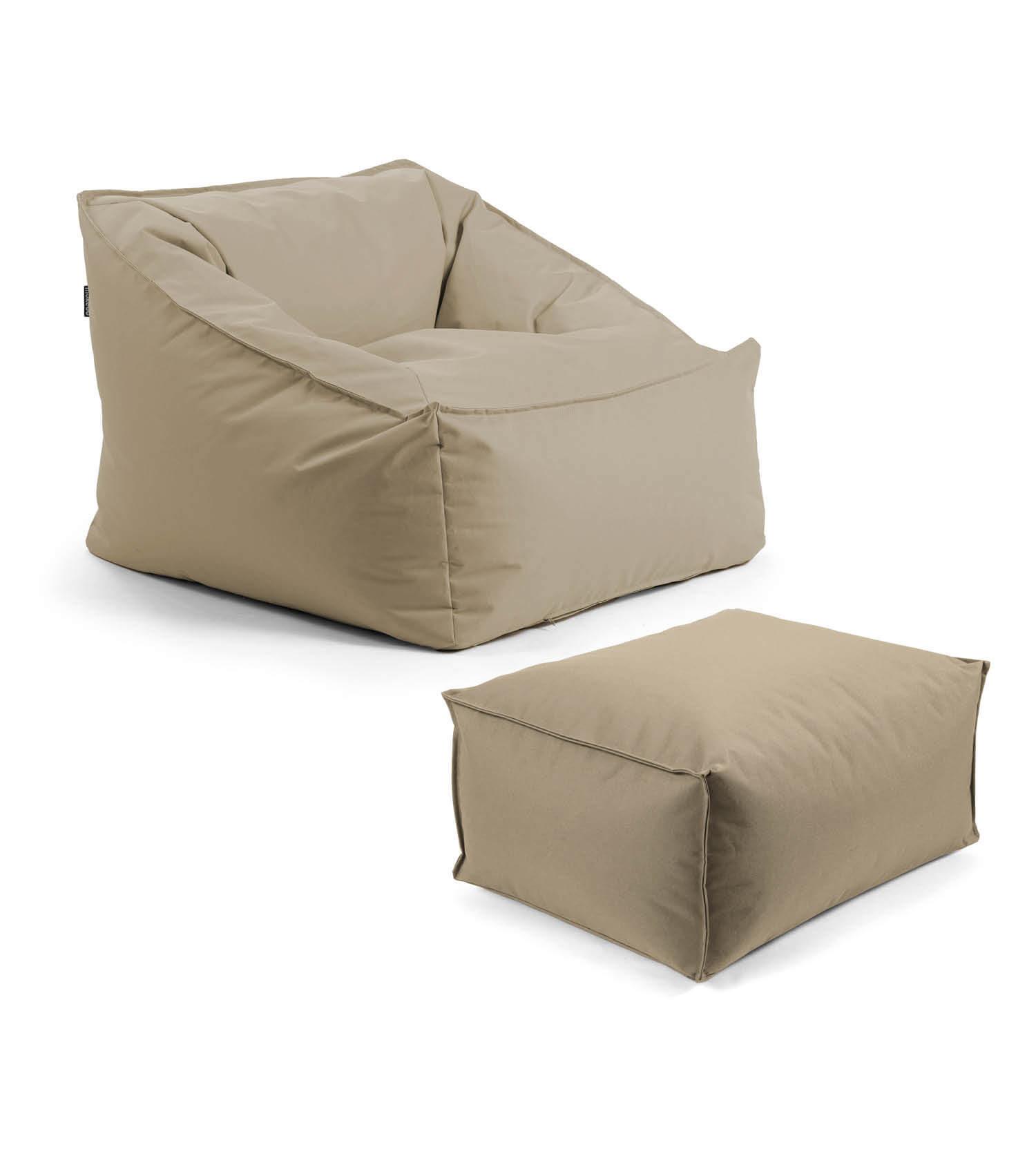 OUTDOOR SITZSACK Der Sunnyboy mit Hocker - Beige, Textil (80/60/83cm) - Mokebo