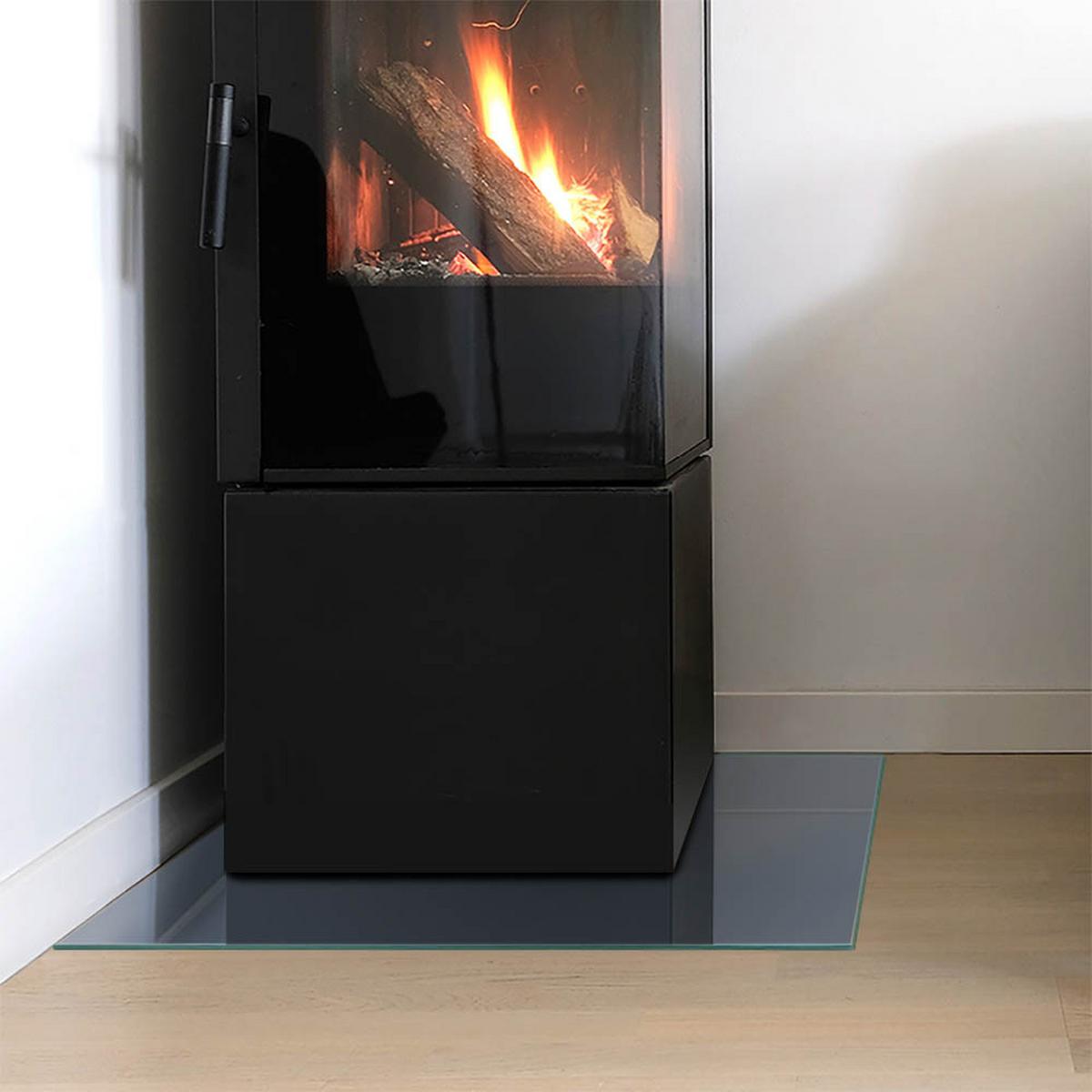 GLASPLATTE für Kamin 50x50 cm - Dunkelblau, Glas (50/50/0.4cm) - TULUP