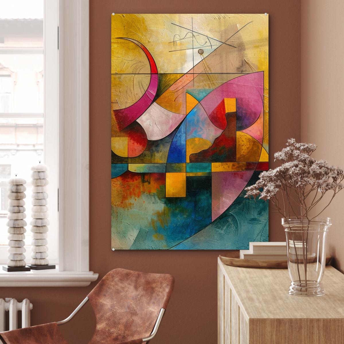 ACRYLGLASBILD Kunst - Abstrakt - Modern 80x120 cm - Gelb, Glas (80/120cm) - MuchoWow