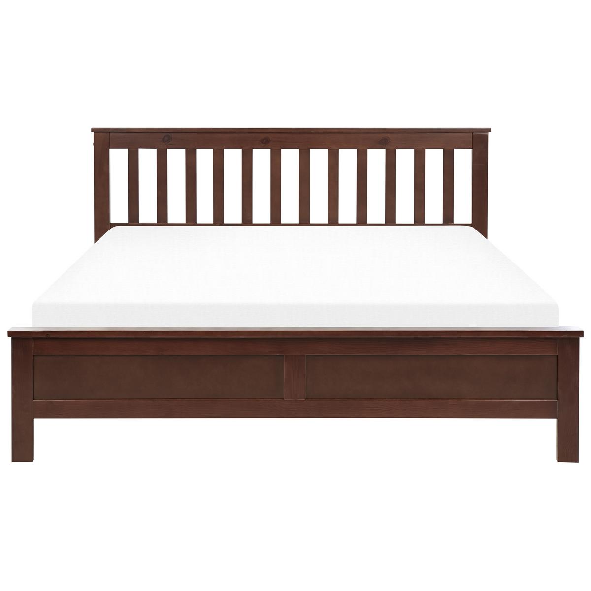 HOLZBETT 160/200cm Dunkler Holzfarbton Mayenne - Dunkelbraun, Holz (160/200cm) - Beliani