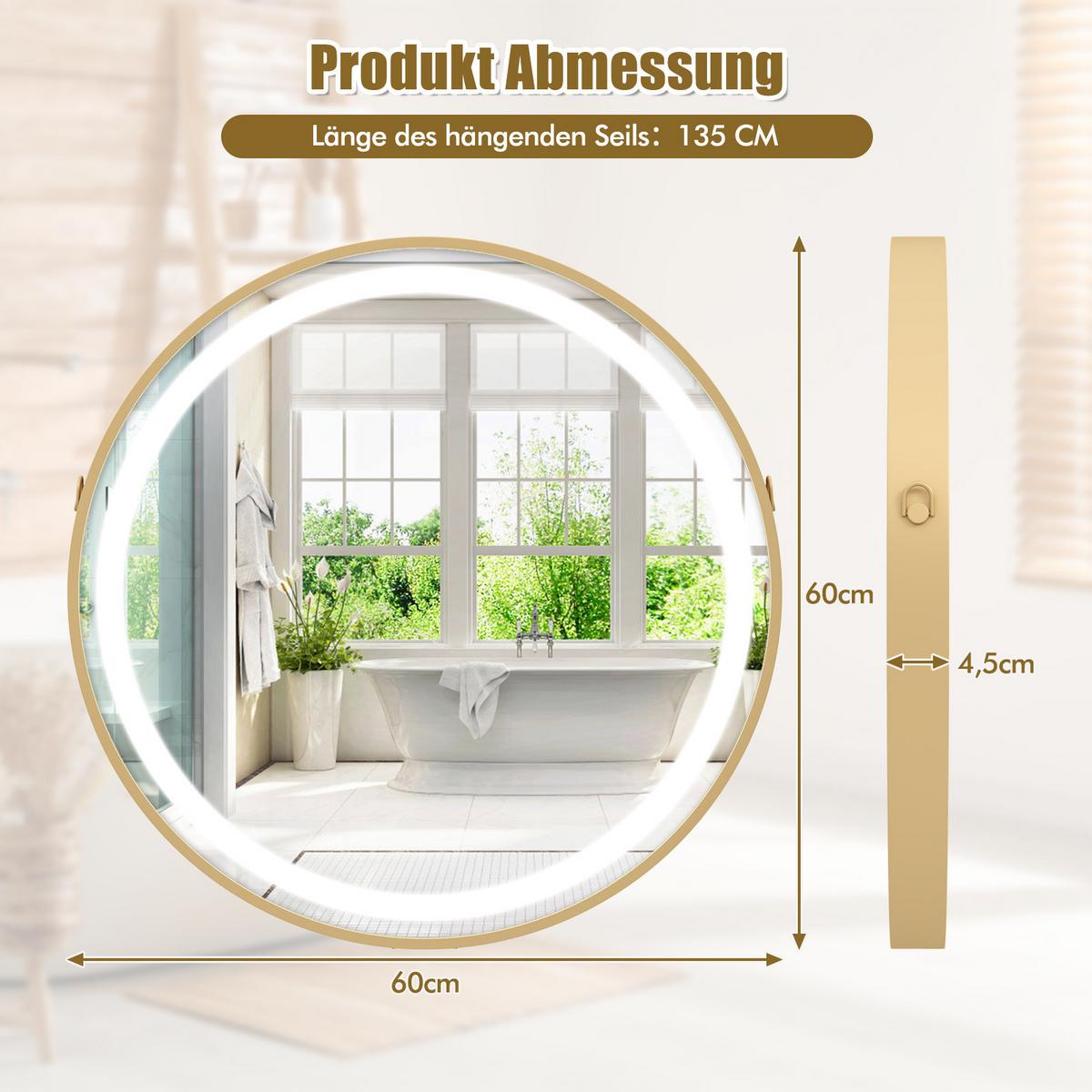 BADEZIMMERSPIEGEL Silber - Silberfarben, Glas (60/4.5/60cm) - COSTWAY
