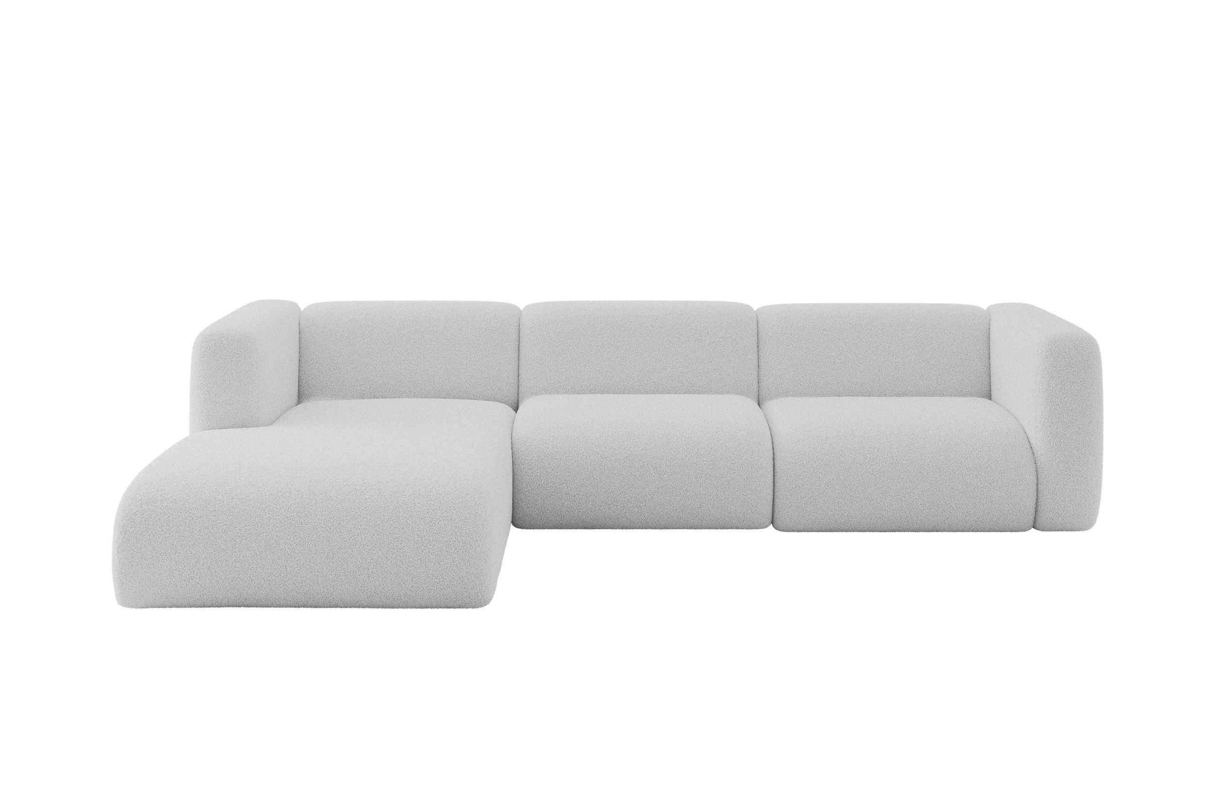 ECKSOFA Ottomane Links MIRA-L2 318x179x89 Hellgrau Bouclé - Silberfarben/Hellgrau, Holzwerkstoff/Kunststoff (318/179cm) - ALTDECOR