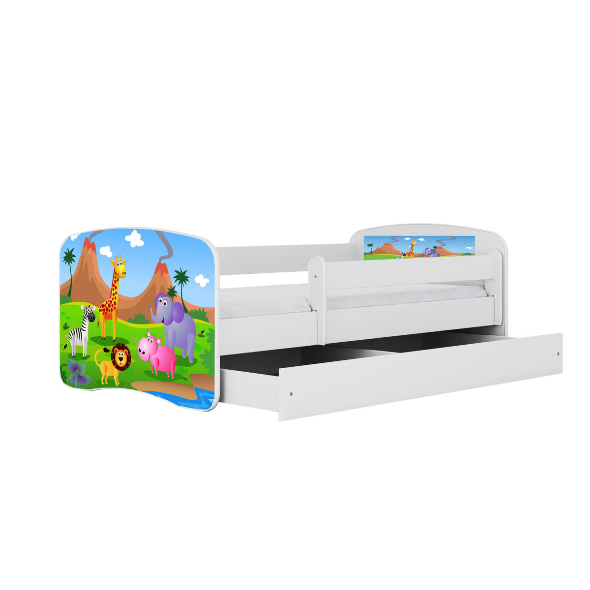 KINDERBETT Safari mit Schublade 160/80 90/61/164 - Weiß, Holzwerkstoff (80/160cm) - RAUMHIRSCH FURNITURE