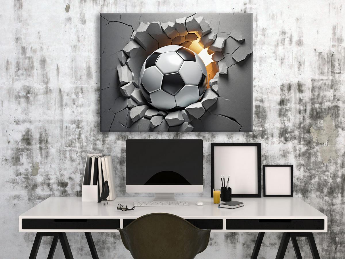 WANDBILD fußball 3d - Grau, Textil (60/40cm) - Feeby