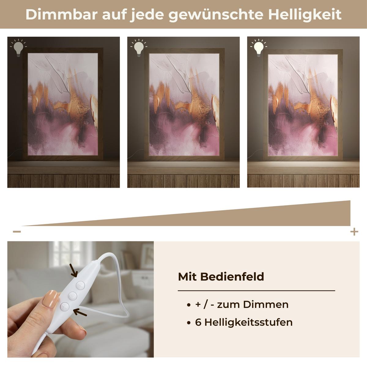 WANDLEUCHTE Lila - Abstrakt - Farbe - Gold 20x30 cm - Mauve, Holzwerkstoff (20/30/8cm) - OnlyWow
