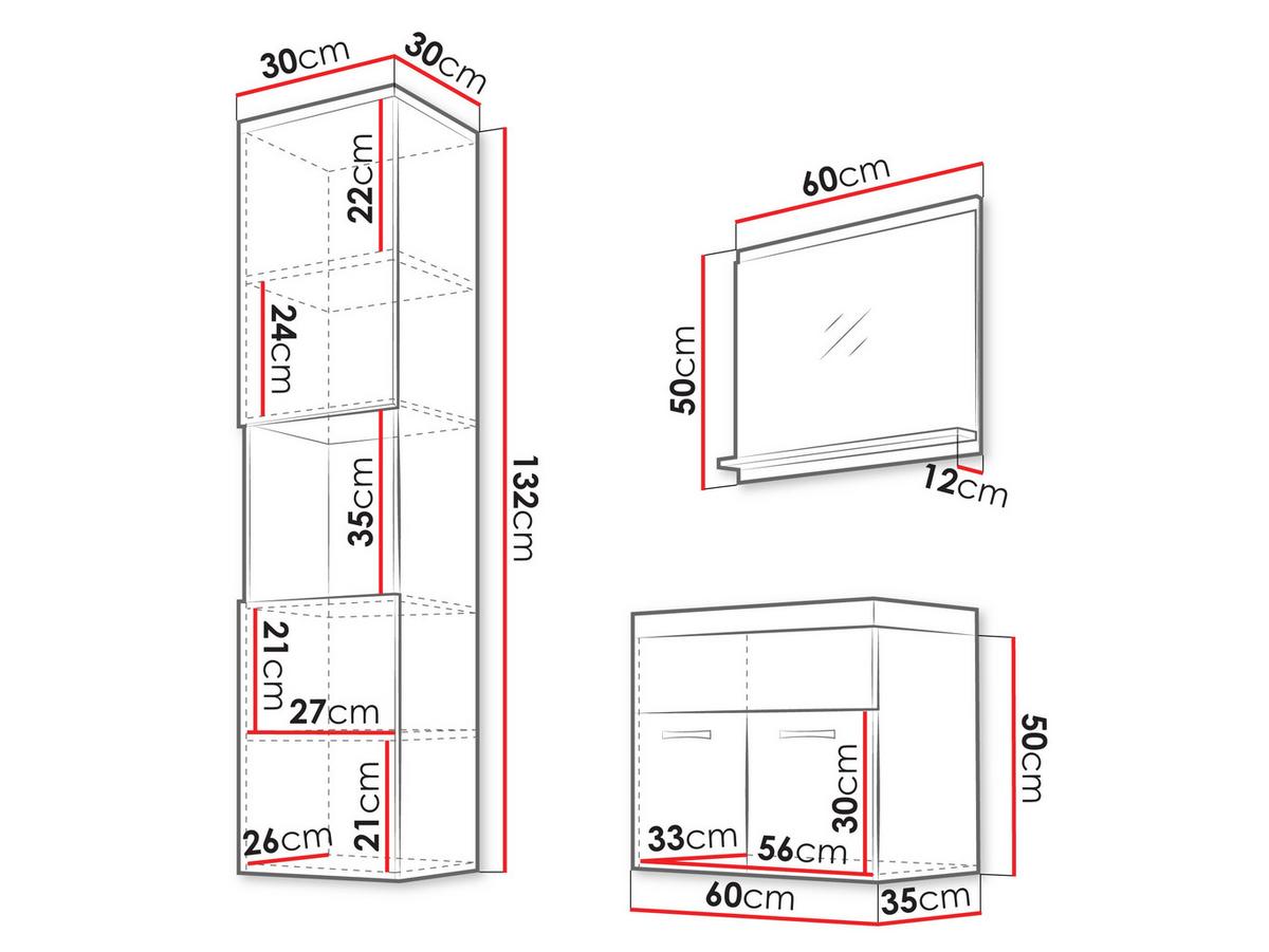 BADMÖBEL-SET Montreal - Graphitfarben, Holzwerkstoff (30/132/30cm) - MIRJAN24