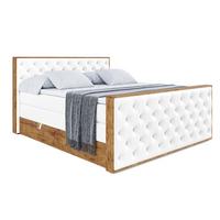 BOXSPRINGBETT mit Matratze H3|H4 und Lattenrost - LOLLI3-Z KING-200x200 - Weiß Kunstleder - Weiß, Holzwerkstoff (200/200cm) - ALTDECOR