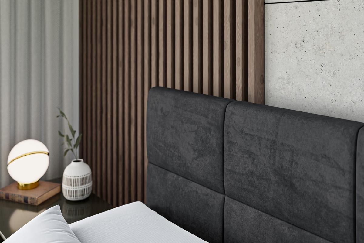 BOXBETT mit Matratze H4 und Lattenrost - ARDENI - 180x200 cm - H4 - Schwarz - Schwarz, Holzwerkstoff (180/200cm) - ALTDECOR