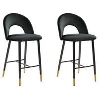 BARSTUHL 2er-Set Samtstoff Schwarz Falton - Schwarz, Textil/Metall (48/98/49cm) - Beliani