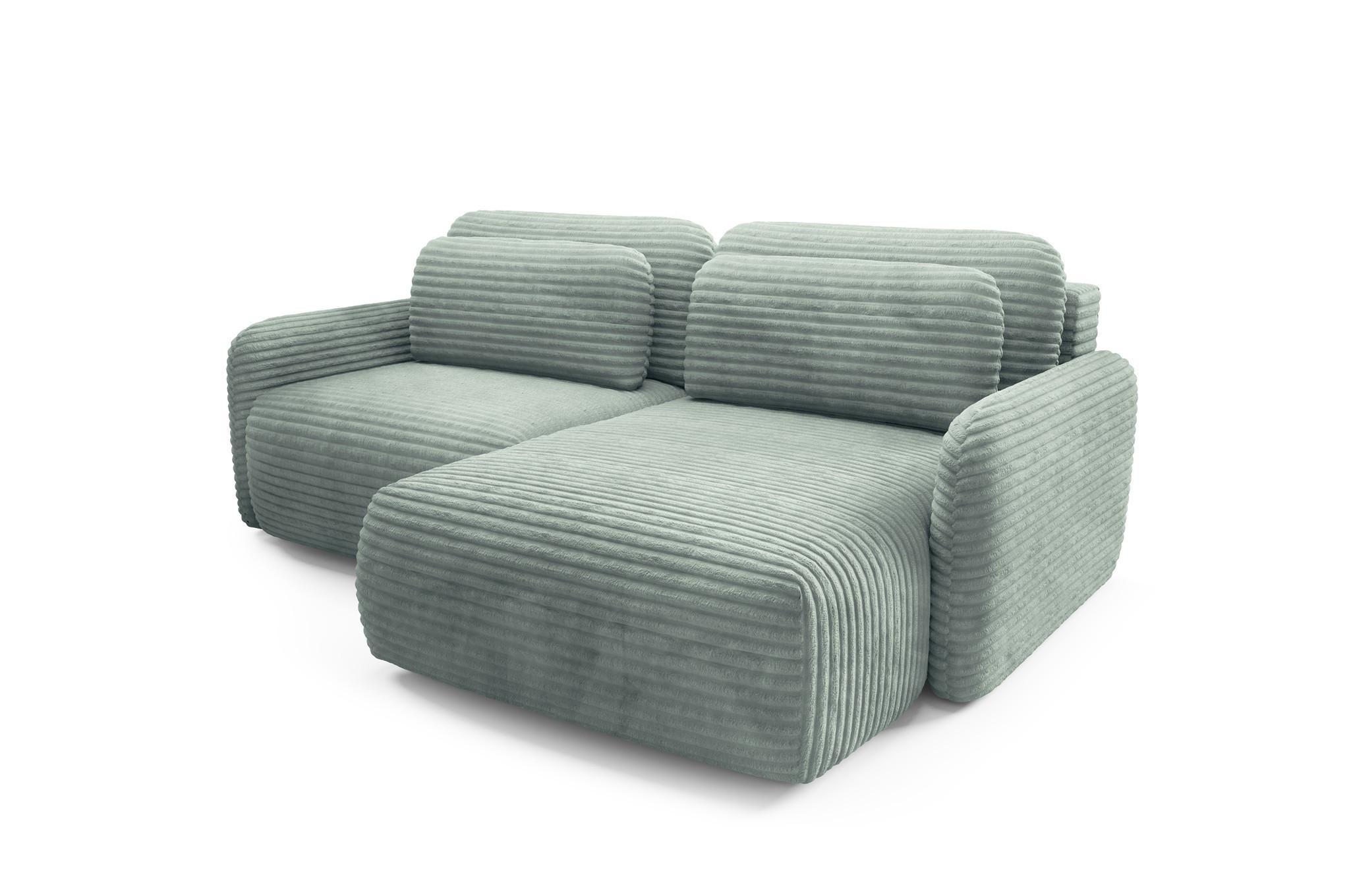ECKSOFA Simone Mit Schlaffunktion - Grün, Holzwerkstoff/Textil (165/240cm) - Fun Möbel