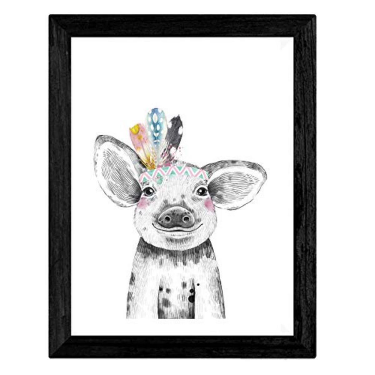 POSTER Set mit 4 Kindertiere mit farbigen Federn A4 Rahmenlos - Klar, Papier (29.7/3cm) - Nacnic