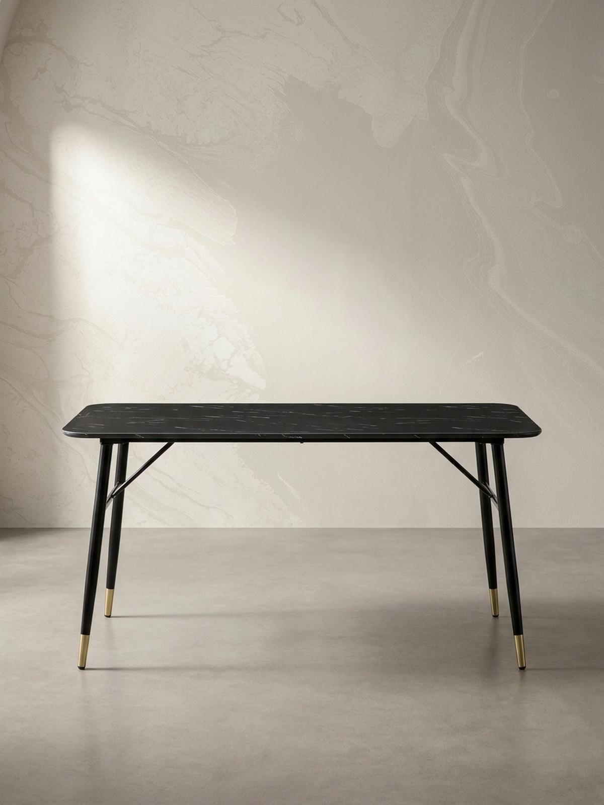 ESSTISCH Marmoroptik Metall Rechteckig Modern Klein, Schwarz 140x80x76 cm - Goldfarben/Schwarz, Holzwerkstoff/Metall (80/140/76cm) - KADIMA DESIGN