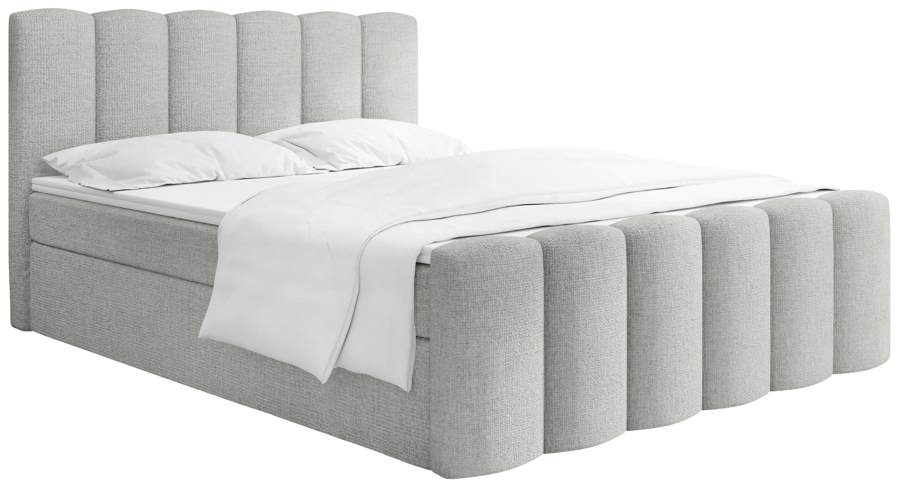 BOXBETT Serenity mit Bettkasten, Grau Chenille 200x200 cm – inkl. H4 Taschenfederkern Matratze & Foam Topper - Schwarz/Grau, Holz/Holzwerkstoff (200/200cm) - WFL GROUP