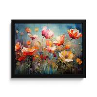 POSTER MIT RAHMENGERAHMTES BILD Blumen - Aquarell - Kunst - Botanisch - Natur 40x30 cm - Orange, Papier (40/30cm) - MuchoWow