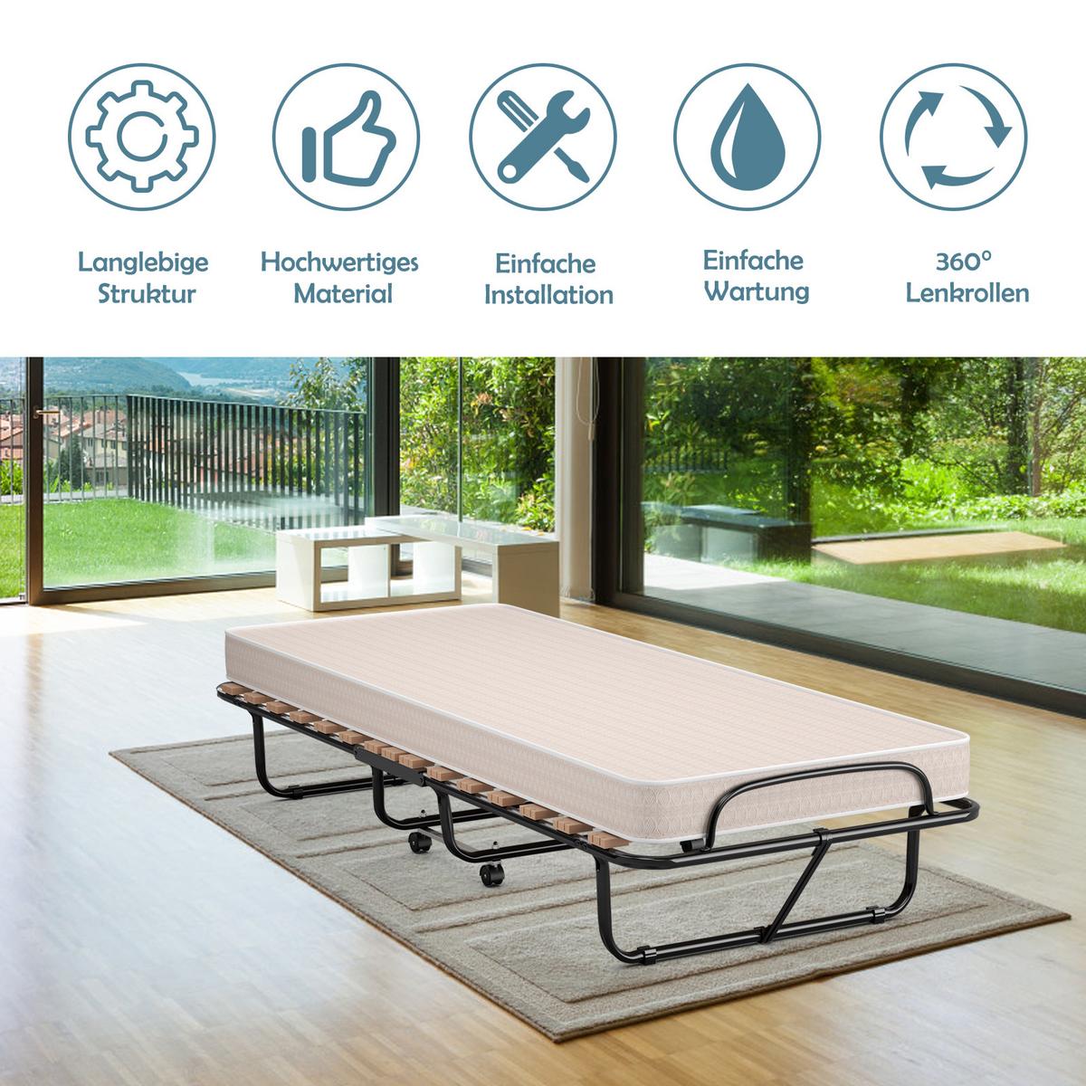 GASTEBETT Beige - Beige, Metall - COSTWAY