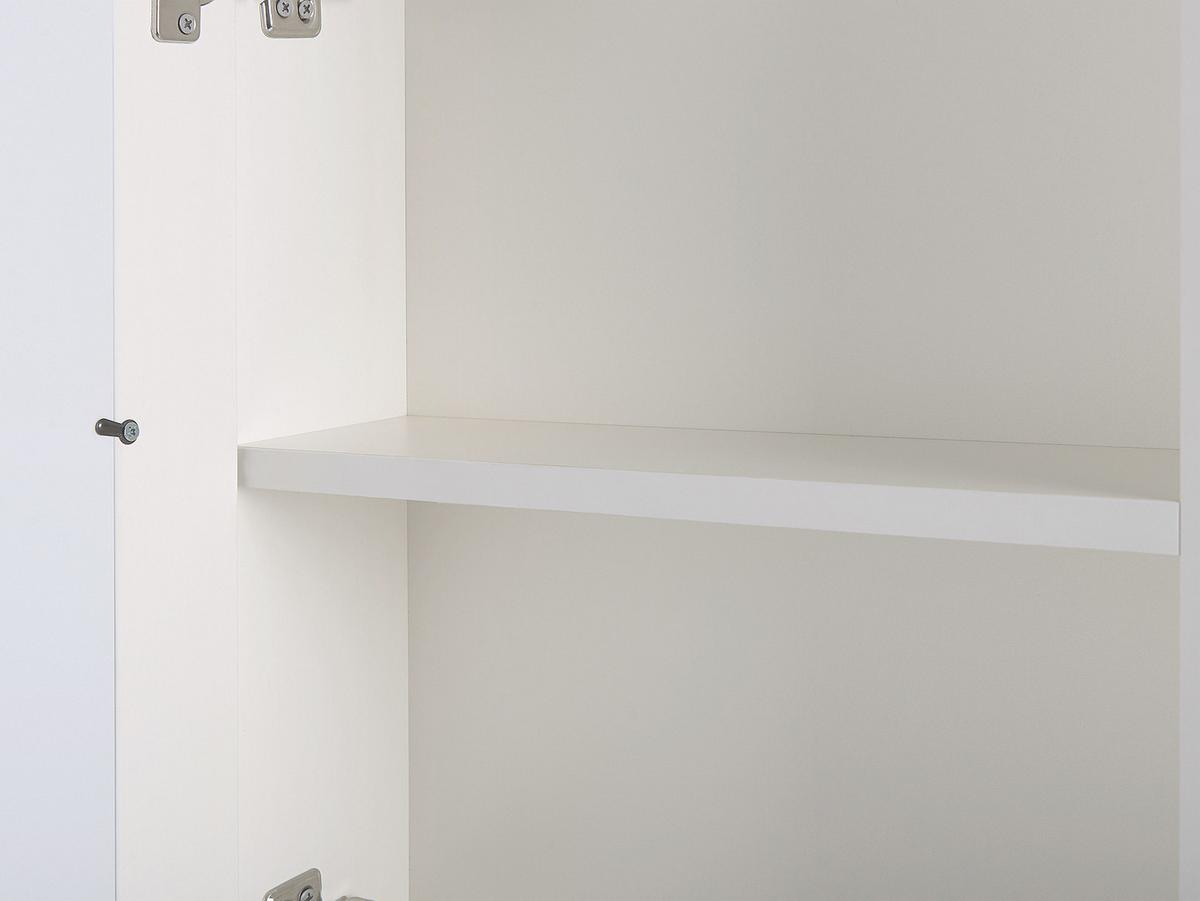 BAD-SPIEGELSCHRANK weiß/silber mit LED-Beleuchtung 60/60 cm Mazarredo - Silberfarben/Weiß, Holz/Holzwerkstoff (60/60/12cm) - Beliani