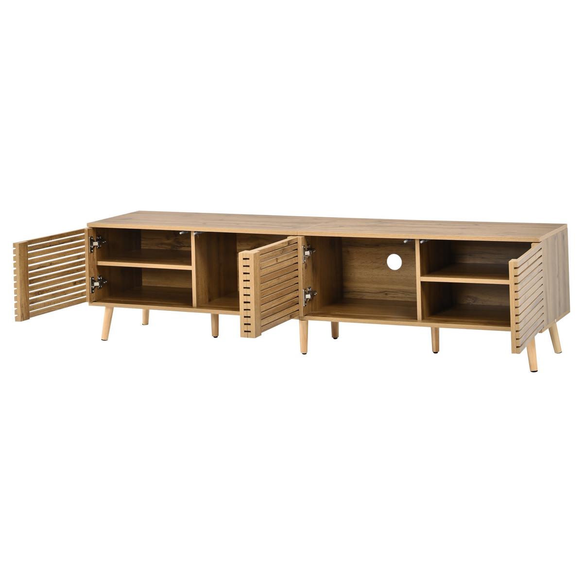 TV-LOWBOARD Holzoptik 180cm mit 4 Lamellentüren für TVs bis 75 Zoll - Naturfarben, Holzwerkstoff (180/46/40cm) - Urban Meuble