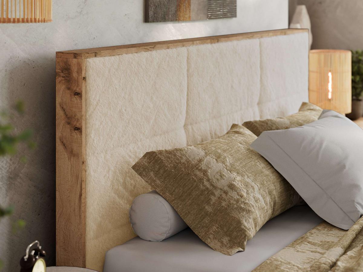 POLSTERBETT LERIO CLASSIC 140/200 - Creme Plüsch - Multipocket-Matratze - Creme, Textil (140/200cm) - MKS