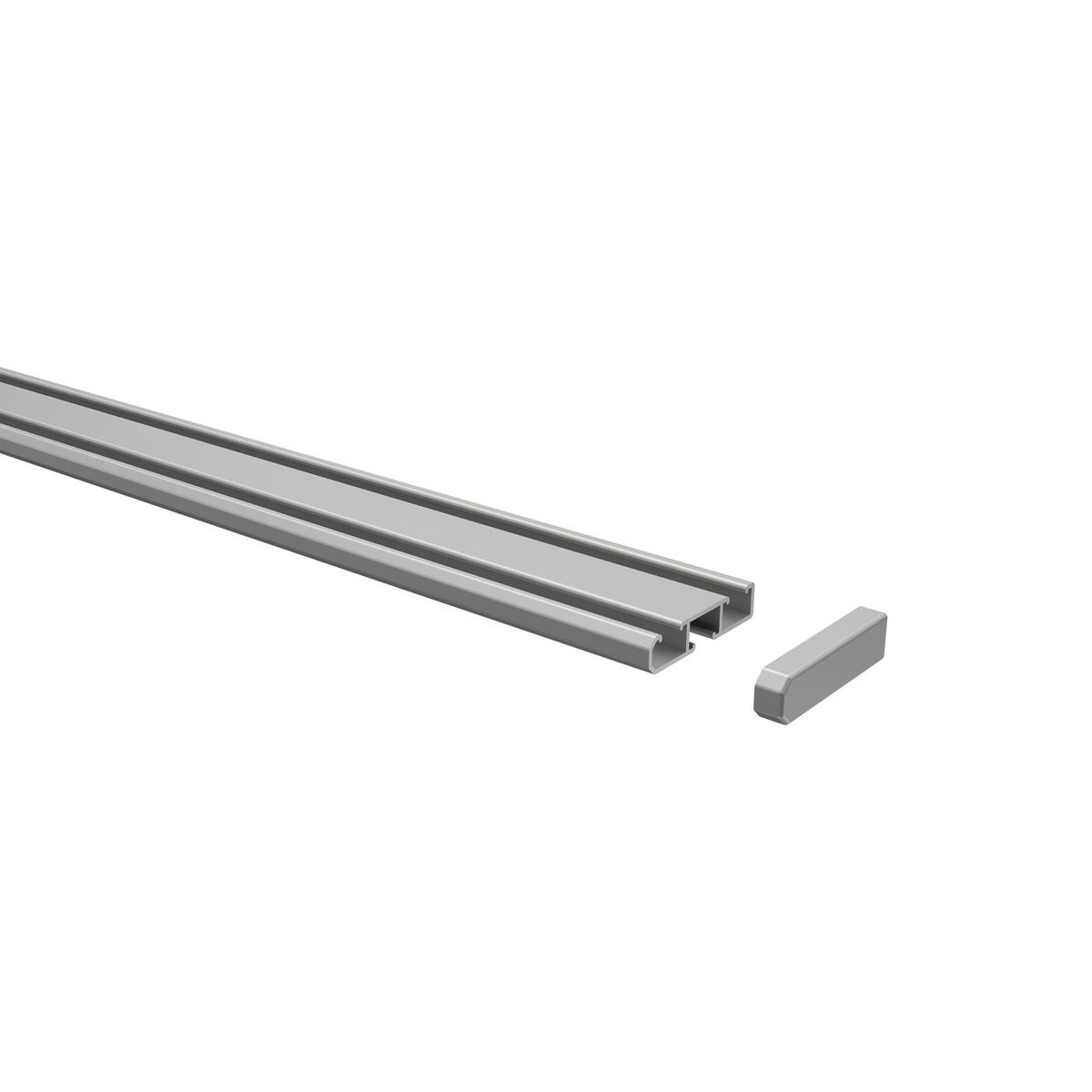 GARDINENSCHIENE Slimline 100 cm, 1-/2-läufig Silbergrau - Silberfarben/Alufarben, Metall (4/1.1/100cm) - INTERDECO