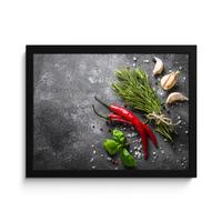 POSTER MIT RAHMENGERAHMTES BILD Pfeffer - Kräuter - Gewürze - Beton 40x30 cm - Dunkelgrau, Papier (40/30cm) - MuchoWow