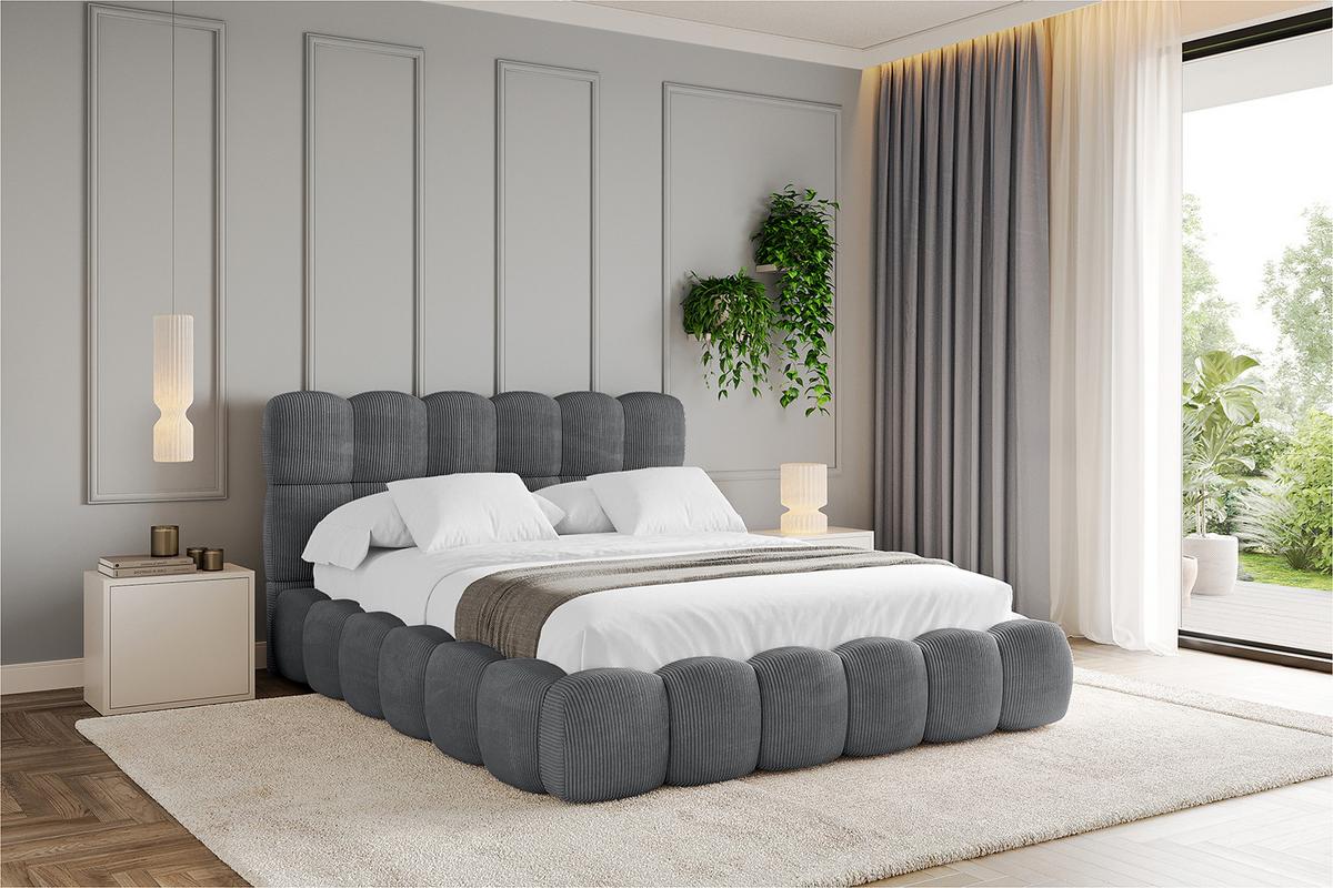 POLSTERBETT mit Bettkasten und Lattenrost, Boxbett ohne Matratze - LEYA 160x200 Dunkelgrau - Anthrazit, Holzwerkstoff/Textil (160/200cm) - ALTDECOR