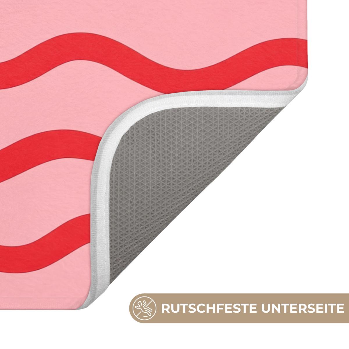 BADEMATTE Verspielt - Muster - Rot 90x60 cm - Rosa, Textil (90/60cm) - OnlyWow