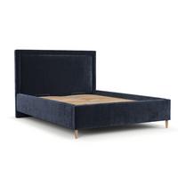 POLSTERBETT Vega 140/200 cm Marineblau im Lotta Stoff - Naturfarben/Dunkelblau, Holz/Holzwerkstoff (140/200cm) - AltaBeds