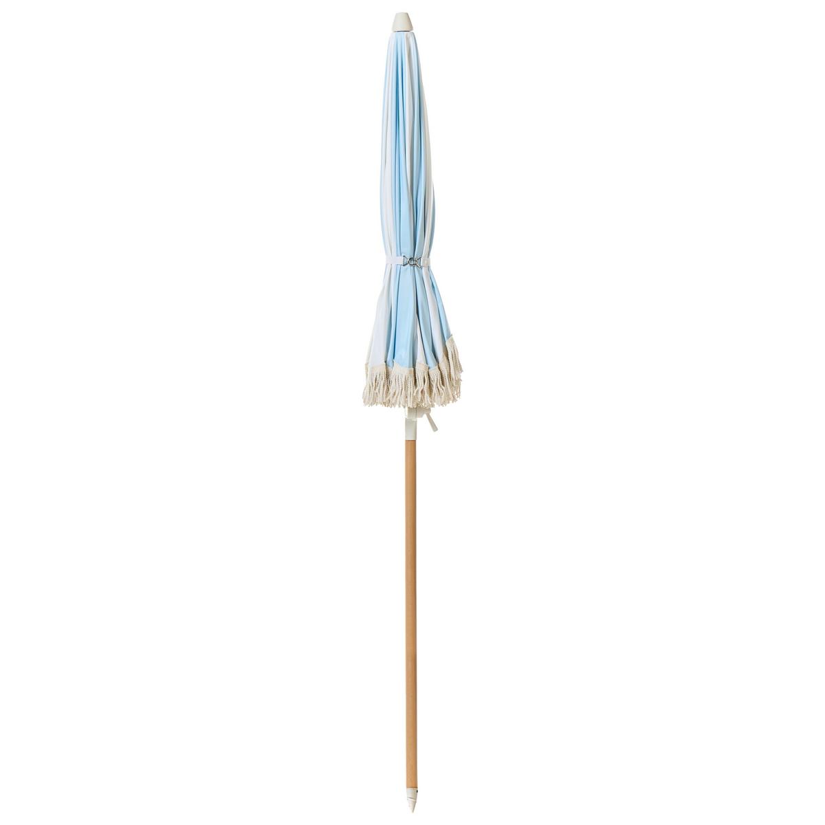 SONNENSCHIRM 155 cm Hellblau Mondello - Blau/Weiß, Holz (155/155cm) - Beliani