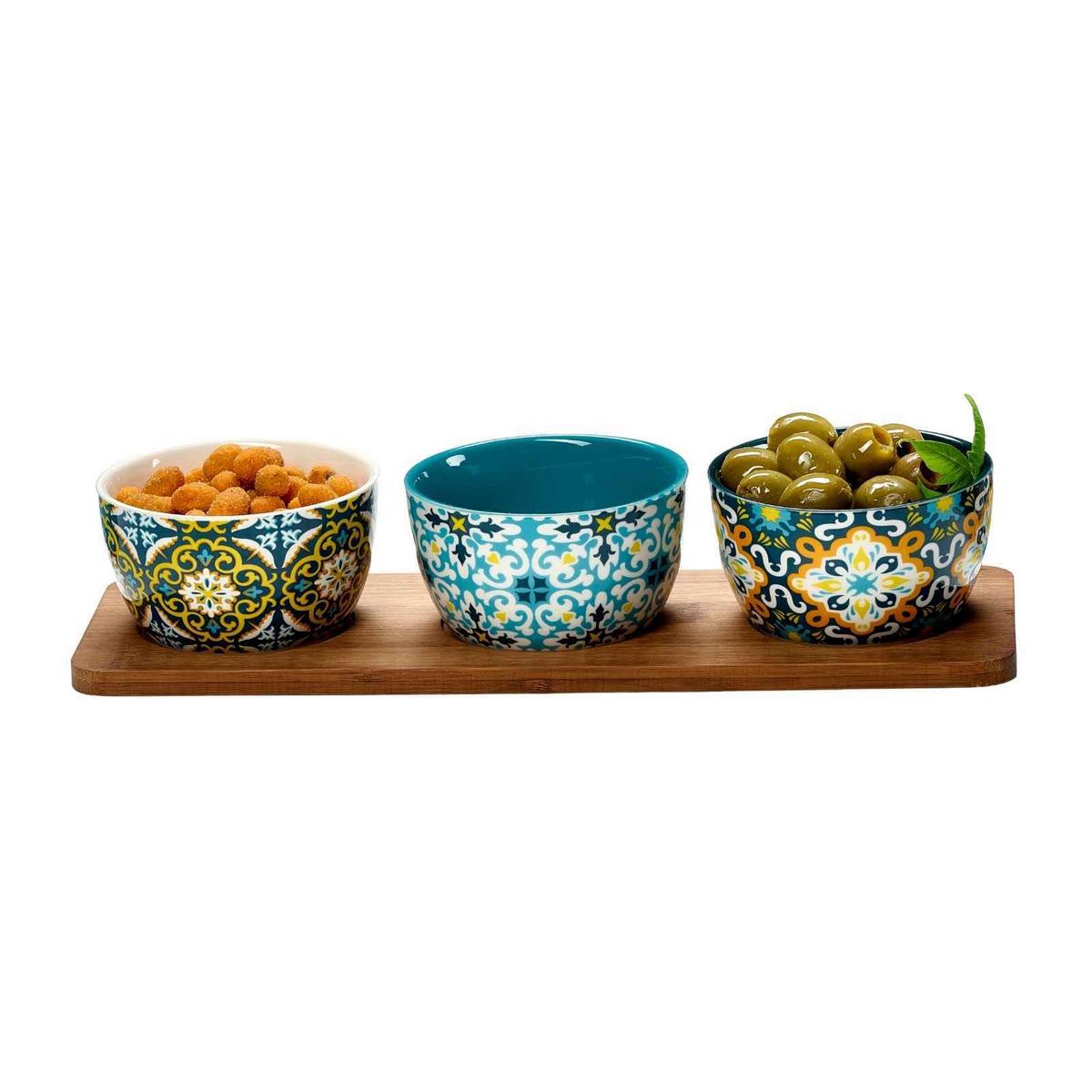 SERVIERSCHALEN-SET MIT TABLETT Benito bunt 4-tlg. - Multicolor, Keramik (32/11/6cm) - Ritzenhoff Breker