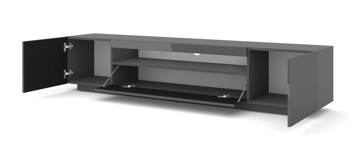 TV LOWBOARD Schwarz matt, Schwarz Hochglanz 200/42/37 - Schwarz Hochglanz, Holzwerkstoff (200/42/37cm) - RAUMHIRSCH FURNITURE