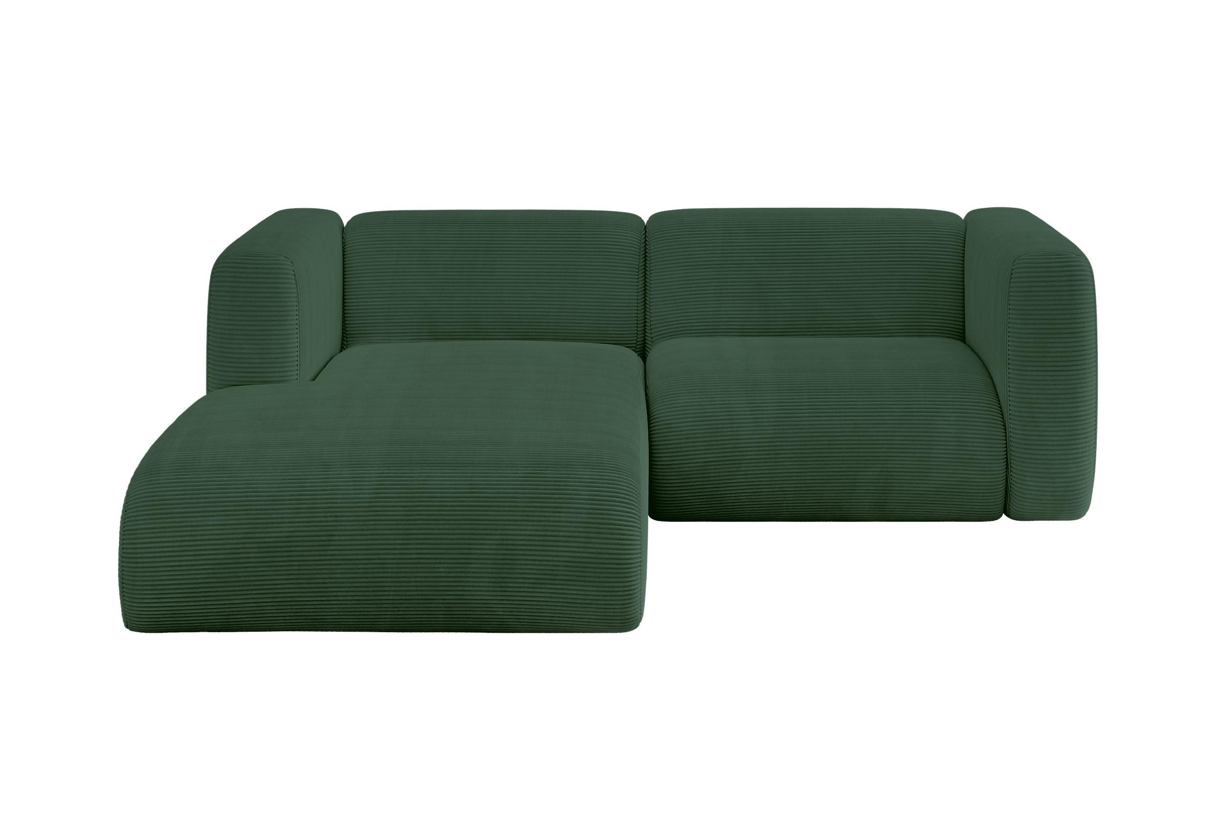 ECKSOFA Ottomane Links MIRA-L1 227x179x89 Grün Cord - Salbeigrün/Schwarz, Holzwerkstoff/Kunststoff (227/179cm) - ALTDECOR