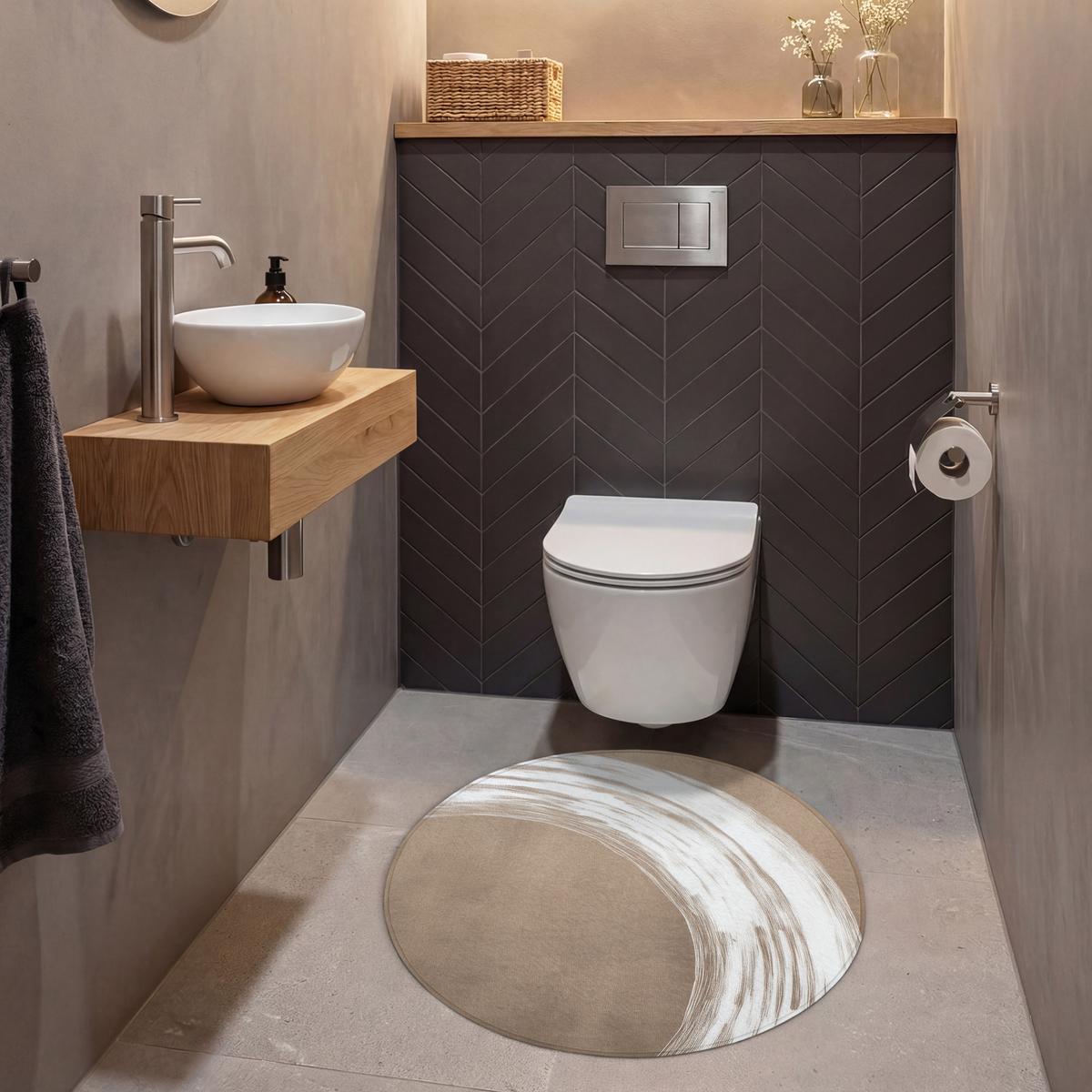 WC-VORLEGER Farbe - Braun - Japandi Toilettenteppich 70x70 cm - Mokka, Textil (70/1cm) - OnlyWow