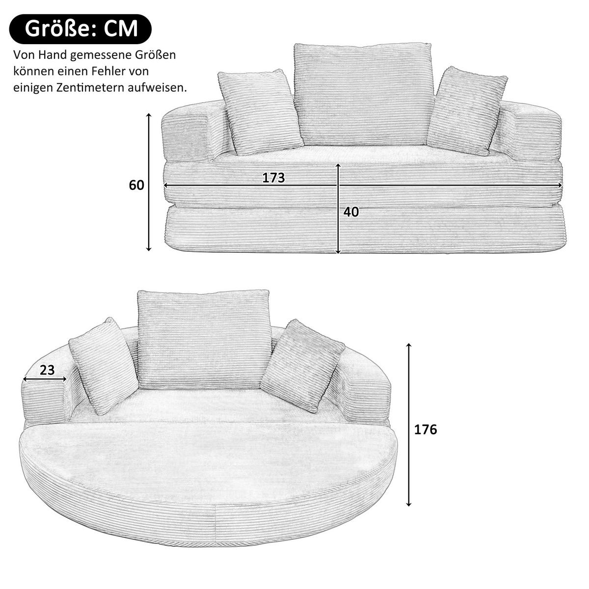 SOFABETT Klappbares Gästebett & Modulares Sofa aus weichem Cord-Stoff - Beige, Textil (173/40/176cm) - Urban Meuble