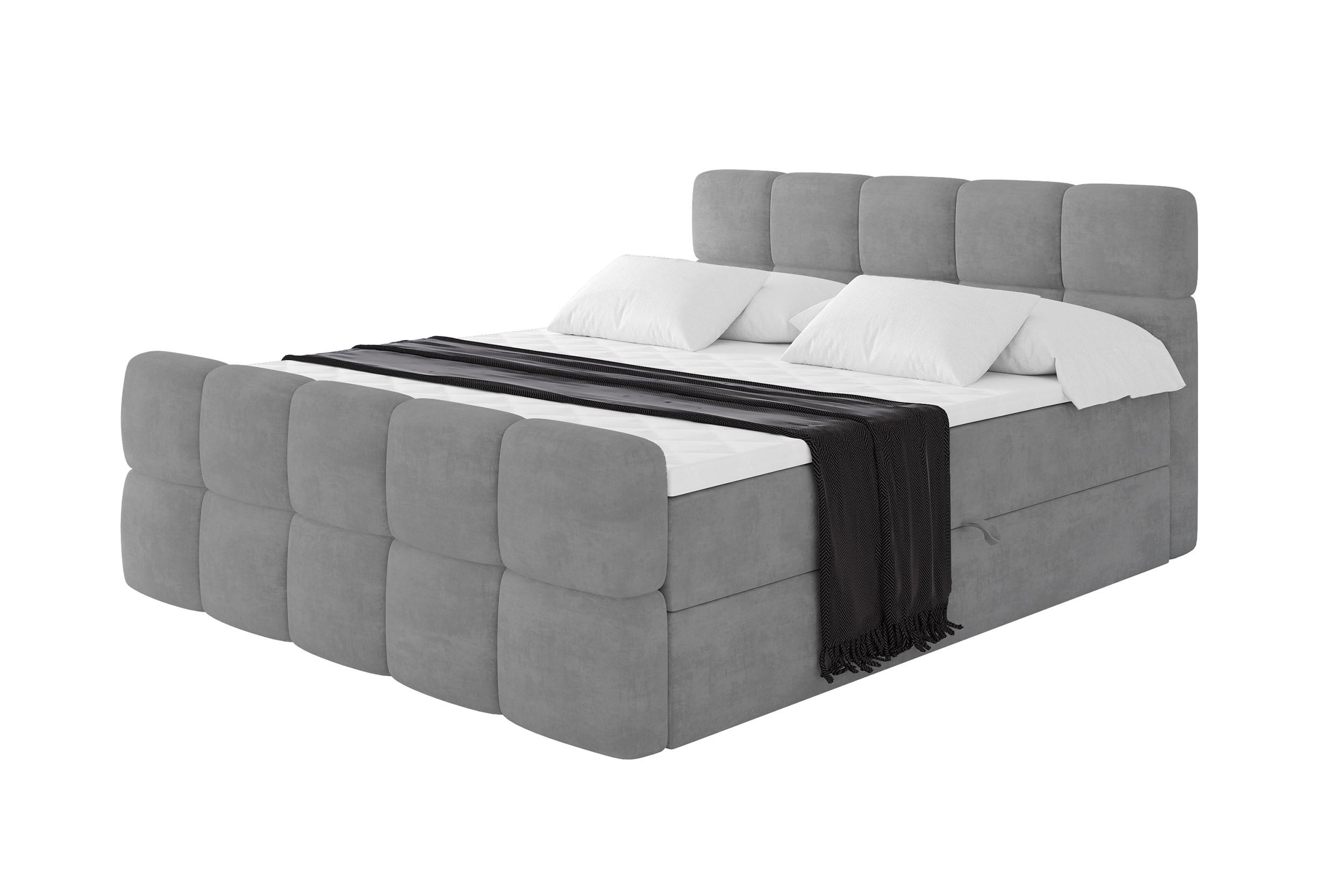 BOXBETT mit Matratze H4 - FAMA-Z - 180x200 cm Grau Monolith - Graphitfarben, Holzwerkstoff - ALTDECOR