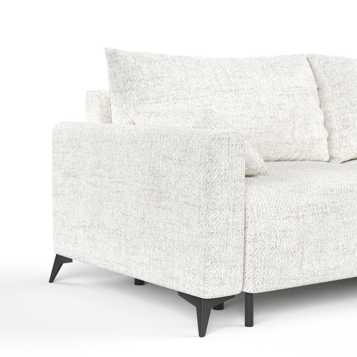 ECKSOFA NUVIO mit Schlaffunktion Creme im Neve Stoff - Creme/Schwarz, Holz/Holzwerkstoff (239/148cm) - AltaBeds