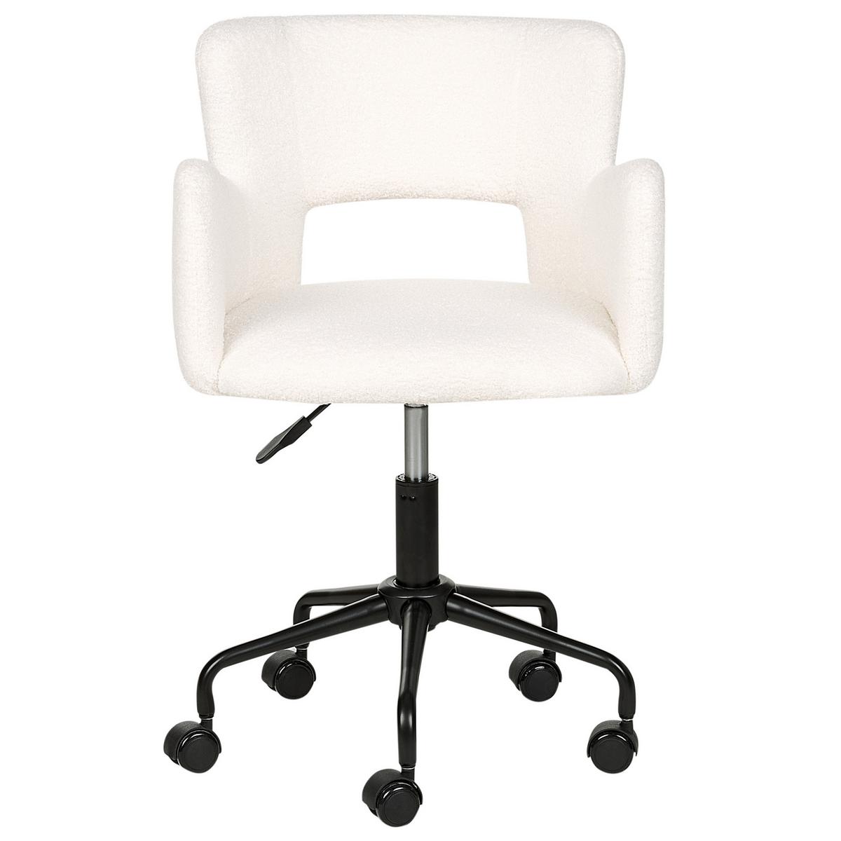 BÜROSTUHL Bouclé Cremeweiß Sanilac - Schwarz/Weiß, Textil (62/71/62cm) - Beliani