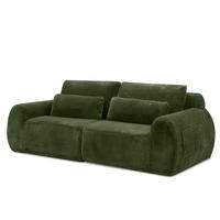 2-SITZER SOFA in Grün aus Kunstfell mit USB-Anschluss & Magazintasche - Grün, Textil (101/81/208cm) - Urban Meuble