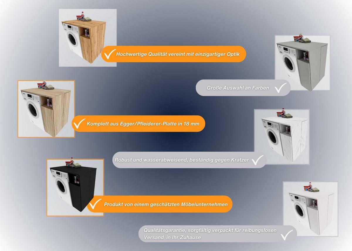 WASCHMASCHINENSCHRANK Überbauschrank mit Fächern – passend für Waschmaschine & Trockner 96/88/62 - Eiche Artisan, Holzwerkstoff (96/88/62cm) - RAUMHIRSCH FURNITURE