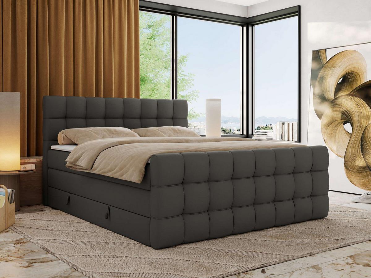 BOXSPRINGBETT ALTIVO KING DUO 140/200 - Grau Kunstleder - H4 - Grau, Textil (140/200cm) - MKS