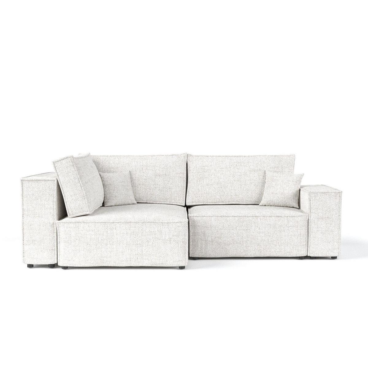 ECKSOFA AVION mit Schlaffunktion Creme im Neve Stoff - Creme/Schwarz, Holz/Holzwerkstoff (253/148cm) - AltaBeds