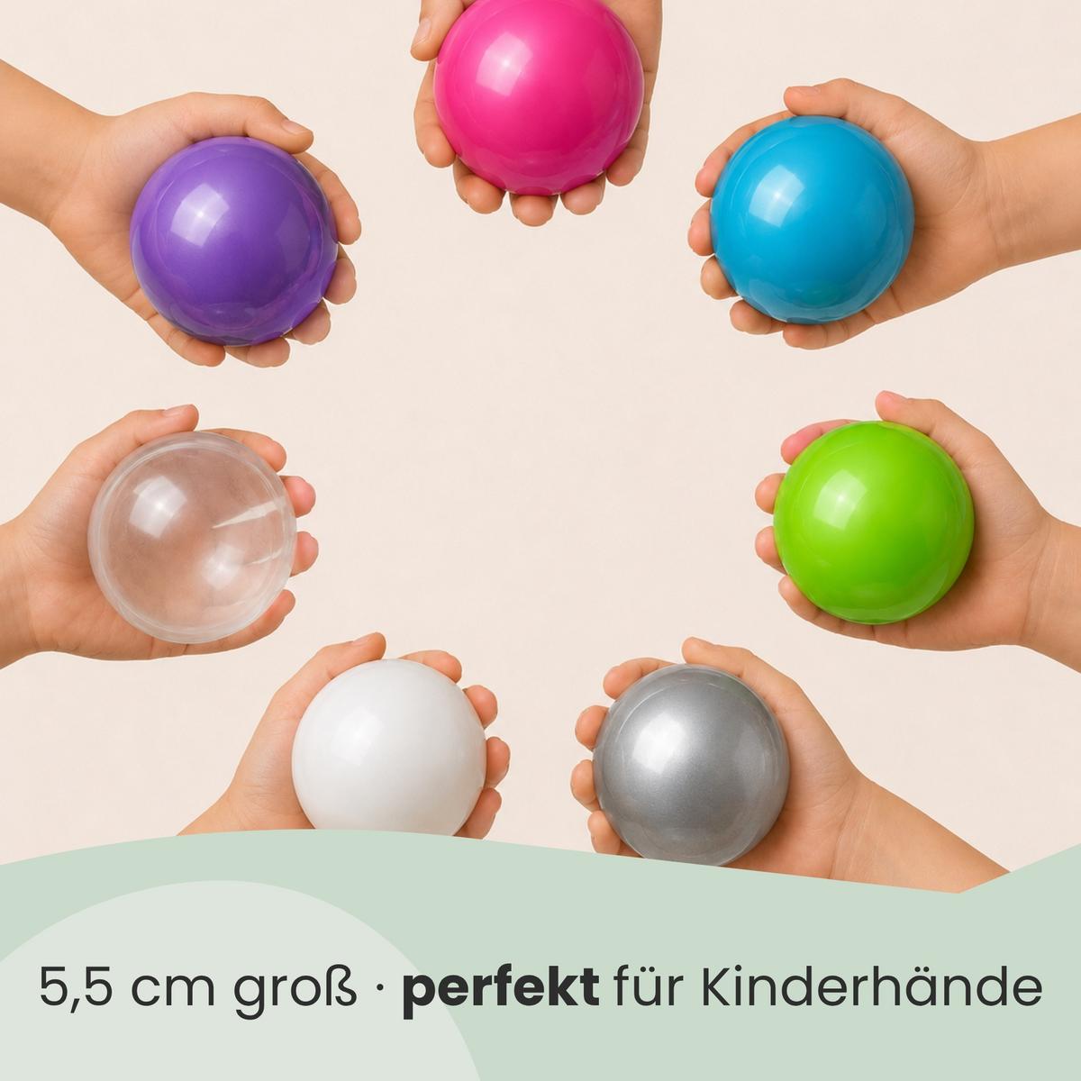 BÄLLEBAD-BÄLLE 350 Stück, Pink/Lila/Türkis/Grün/Grau/Weiß/Transparent, 5.5 cm - Multicolor, Kunststoff (5.5/5.5/5.5cm) - Littletom